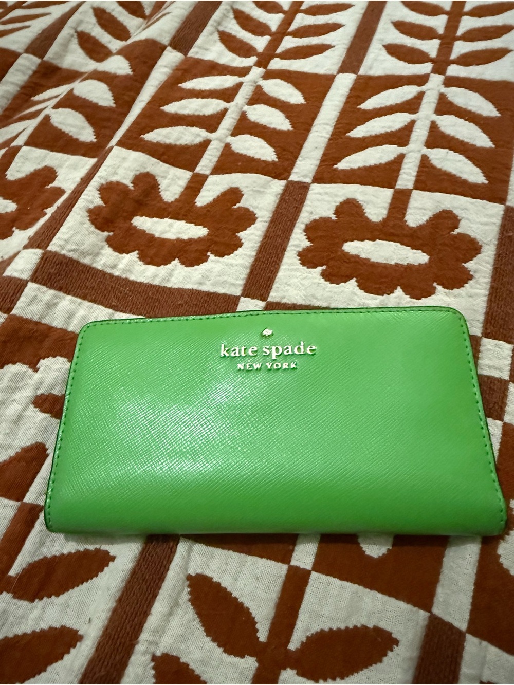 Kate Spade Bright Green Large Slim Bifold Wallet